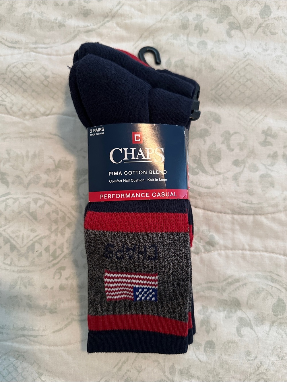 Chaps Men's Performance Casual Socks - Navy, Red, Gray